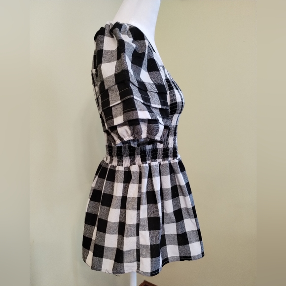 GRACE+KARMA Women's Puff Sleeve Ruffle Gingham Top Size M - Picture 5 of 11